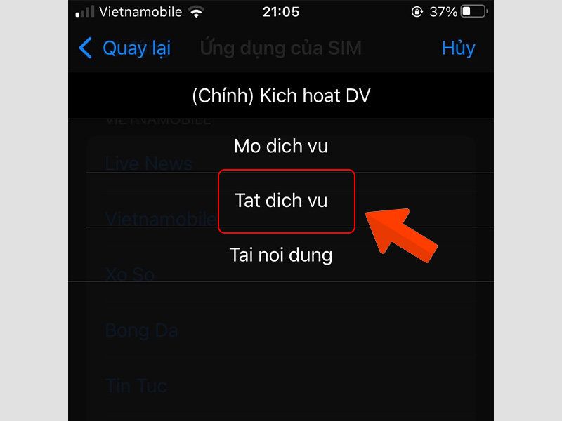 Tắt dịch vụ